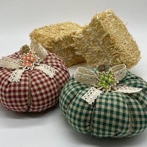 Pair of Stuffed Fabric Pumpkins / Fall Decor / Farmhouse DecorThanksgiving decor